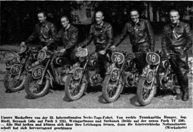 Photo - Austian Trophy team who placed second ISDT 1948