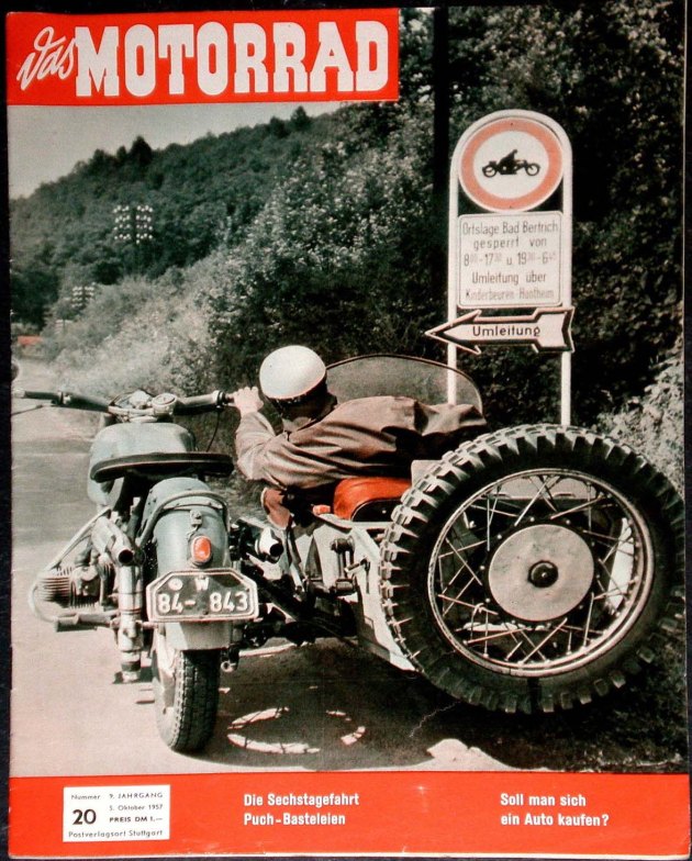 image - cover of Das Motorrad #20 5 Oct 1957 with report on ISDT 1957
