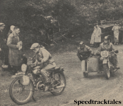 Photo GW Sannes (122 Eysink) and P Scahfer (596cc Victoria Sc) rounding the hairpin at the Bwlch y Groes ISDT 1937