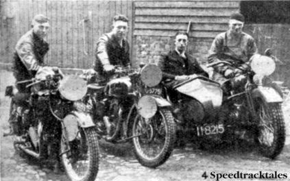 Photo - Holland 'B' Vase team l-r J Roest (500cc Rudge) JE Fyma (500 Ariel) and HM Persoon (1000 Harley Davidson sc) ISDT 1937 (Speedtracktales collection)