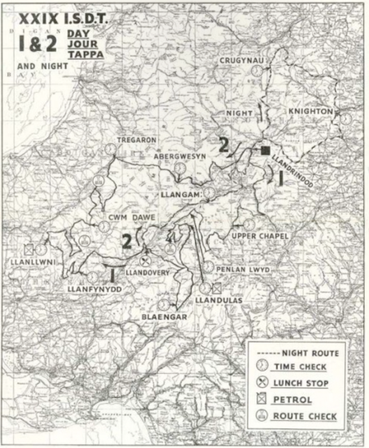 image - scanned map of days 1 & 2 ISDT 1954 (lo-res programme)