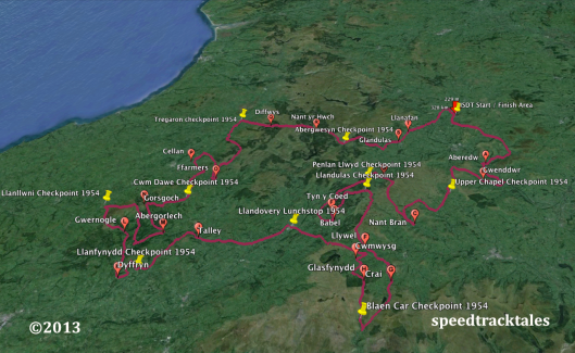 Image - Google Earth ™  route map for day 1 of ISDT 1954 (Speedtracktales Collection)