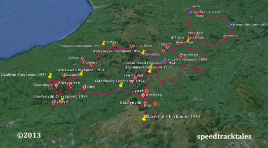 Image - Google Earth ™  route map for day 2, including Night Stage of ISDT 1954 (Speedtracktales Collection)
