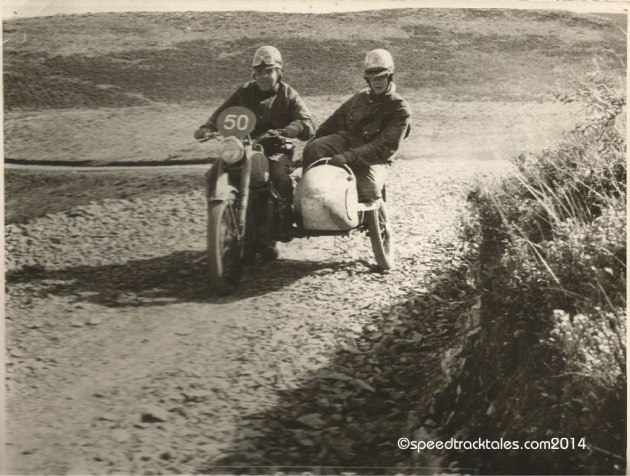 Photo - #50 WT Howard on the works entered BSA 350cc Sidecar outfit in open country  ISDT 1954 - (speedtracktales collection)